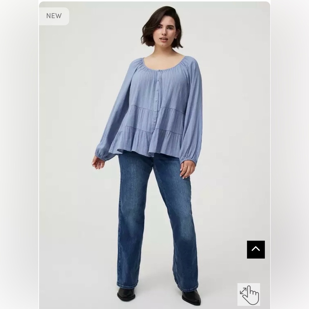 Torrid Tiered Button Babydoll Top - Picture 2 of 10